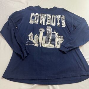 Dallas Cowboys Navy Blue Long Sleeve VTG T-Shirt Shirt Size Large